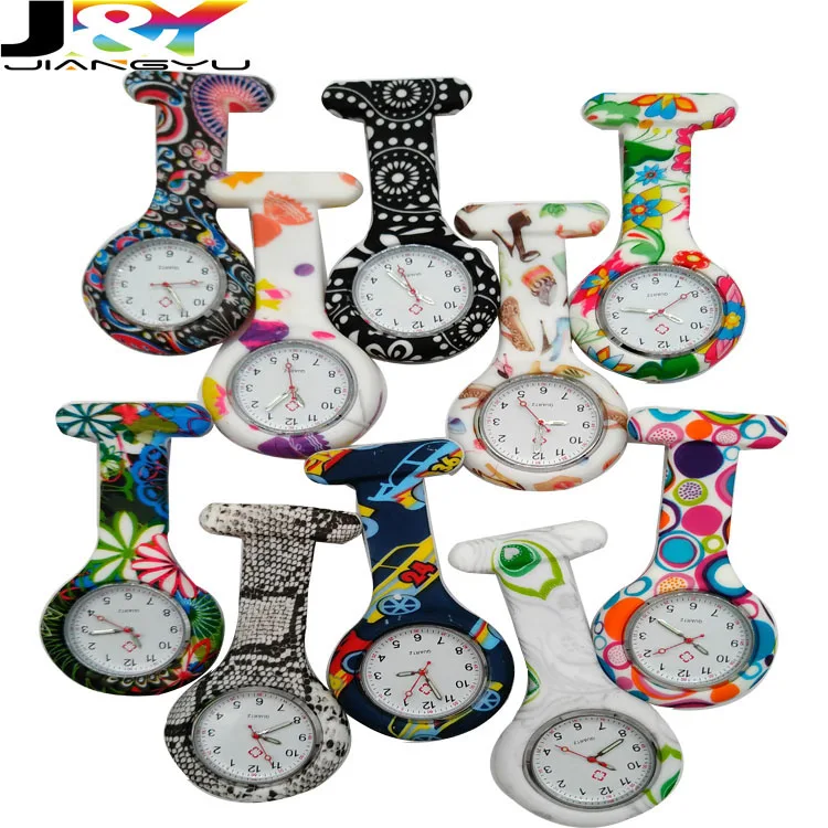 JiangYu Full print Brooch nurse fob watch