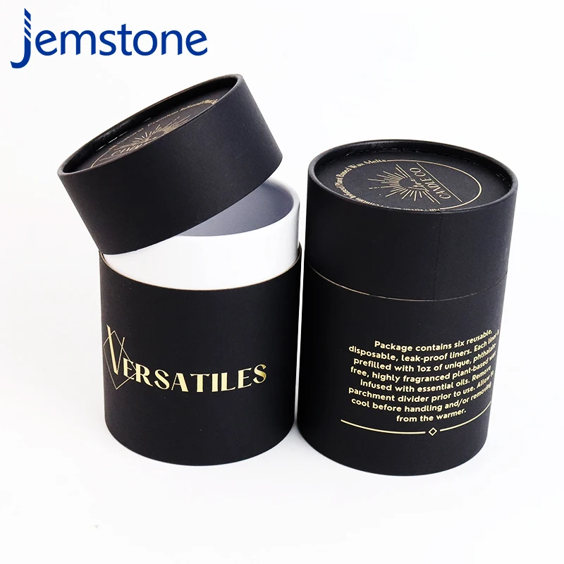 Custom Logo Biodegradable Coffee Tea Cylinder Round Tube Food Grade black Cardboard cosmetic jar cardboard box for cosmetics