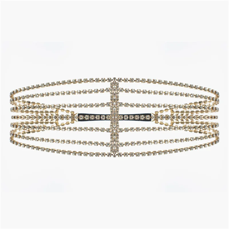 High Quality Multi-drainage Diamond Trendy Hair Band Shiny Crystal Headband Hat Bridal Headpiece Jewelry Tennis Hair Chains