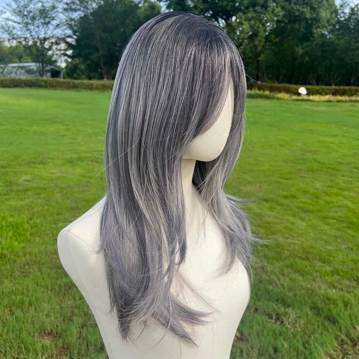 Cosplay long light blue wave synthetic fiber hair wig man woman boy girl SM254