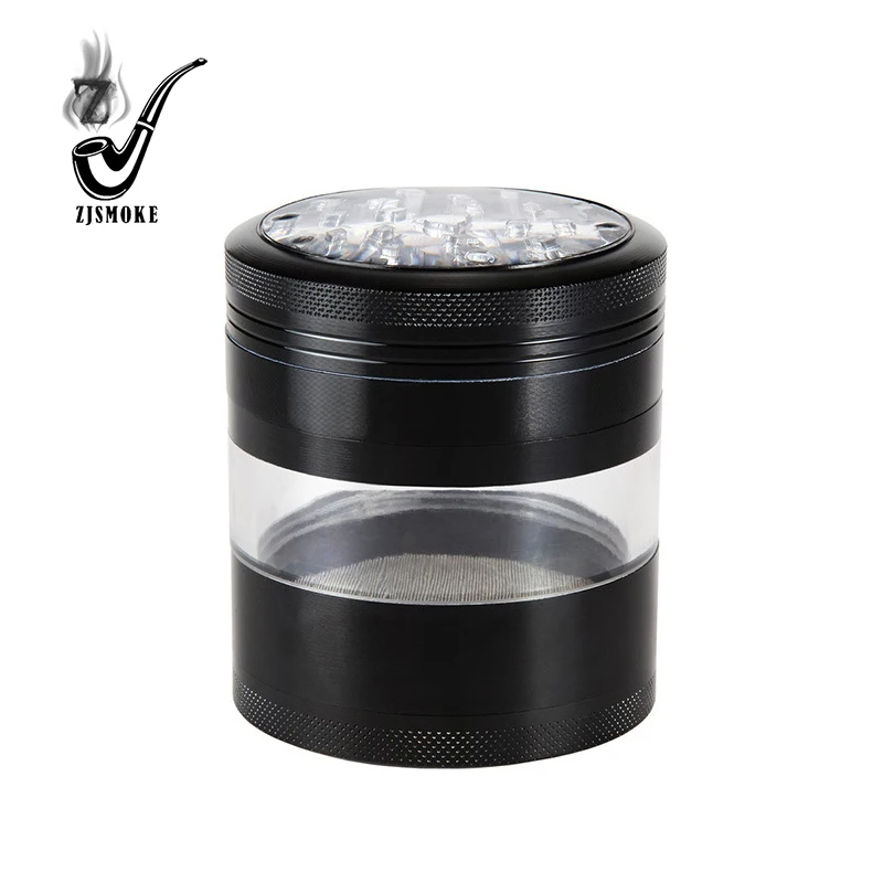 Grinder Wholesale Custom Logo Smoking Accessories Zinc Alloy Transparent Top Spice Herb Grinder Tobacco grinder