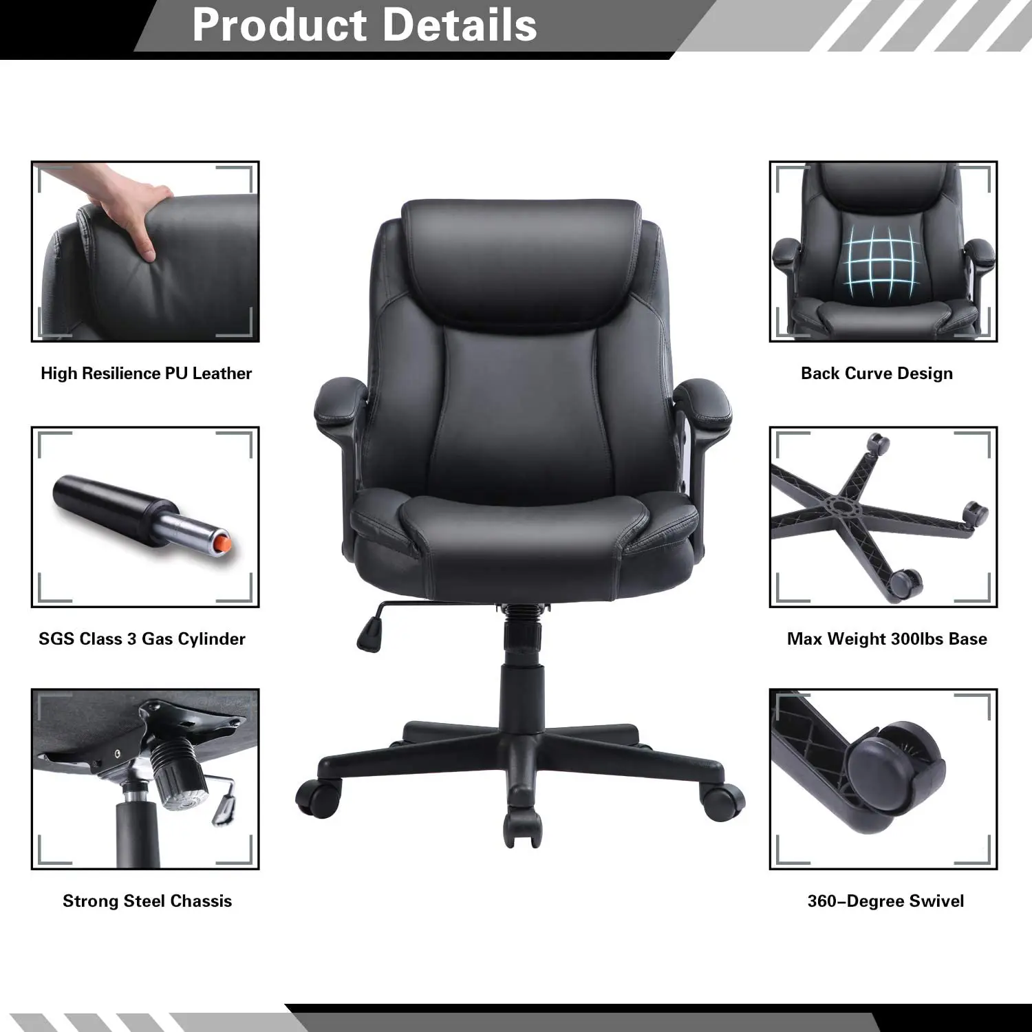 Office Furniture Wholesale  High Back PU Ergonomic Swivel Office Chair OEM Cheap  leather office chair