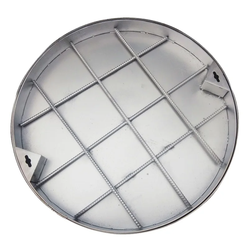En124 standard iron round manhole cover embedded stainless steel manhole cover concave surface