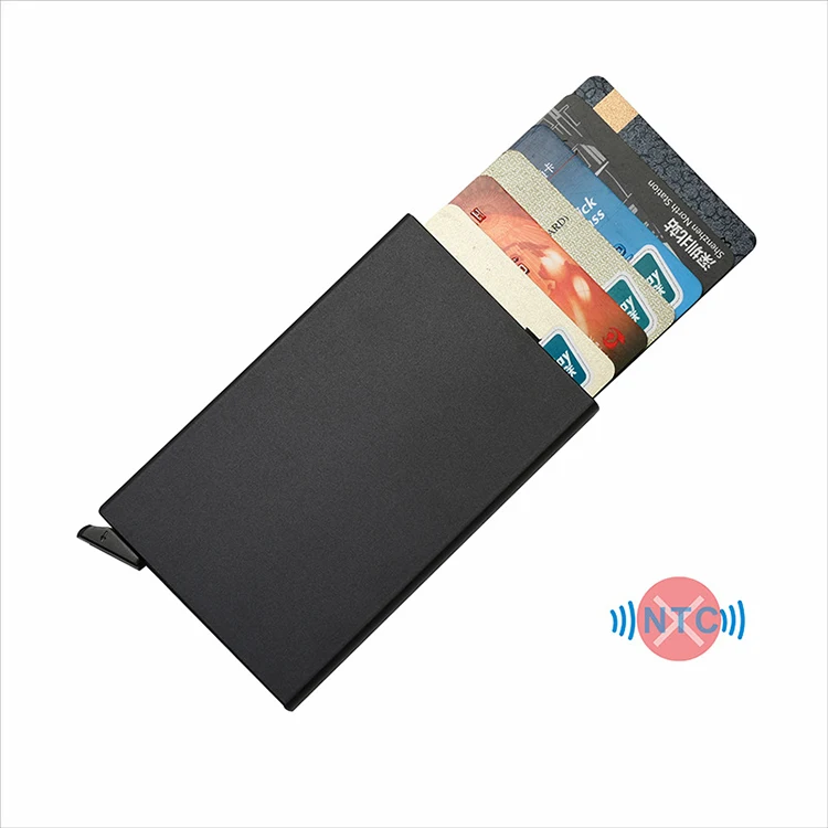Новый дизайн Ультра металлический Rfid серый цвет всплывающие карты пользовательский кошелек минималистский алюминиевый держатель для кредитных карт зажим денег