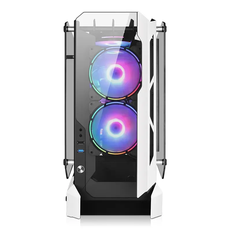 2023 Factory Custom Computer Case New Design Cabinet Green Color Four Side Heart ATX Full Tower Cabinet Gaming Pc Case Desktop