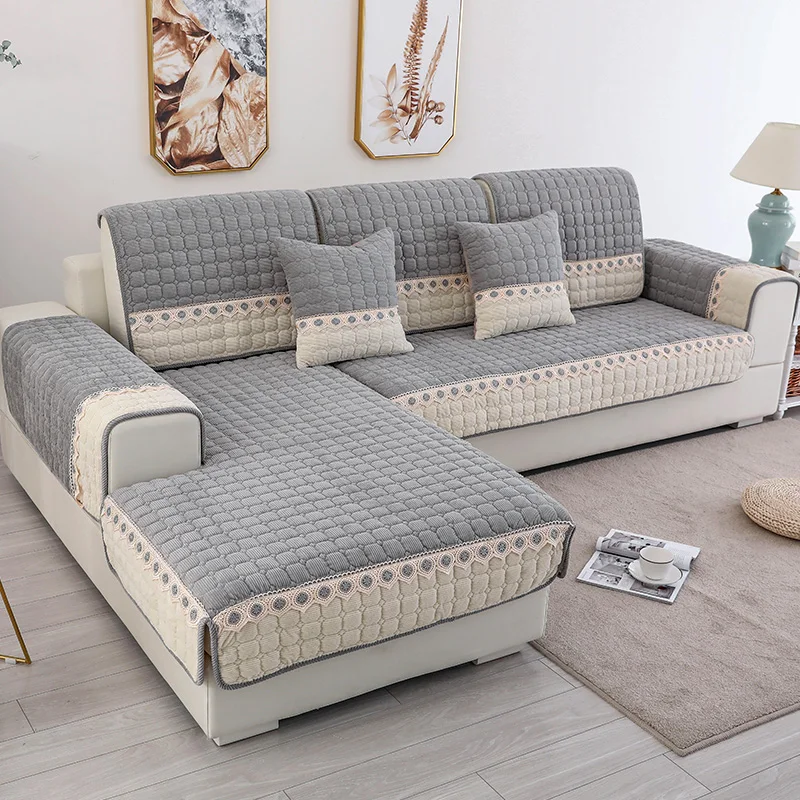 Modern Simple Fashion Leather Sofa Slipcover Four Seasons Universal Non-Slip Corduroy Cushion Cover Home Office Furniture