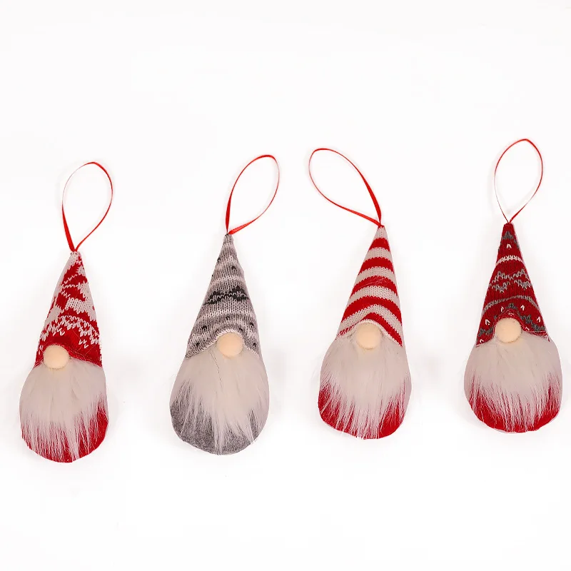 wholesale multi-color gray knitted hat plush Christmas Gnome No Face Elf  Doll Ornaments Xmas Hanging Decoration Supplies