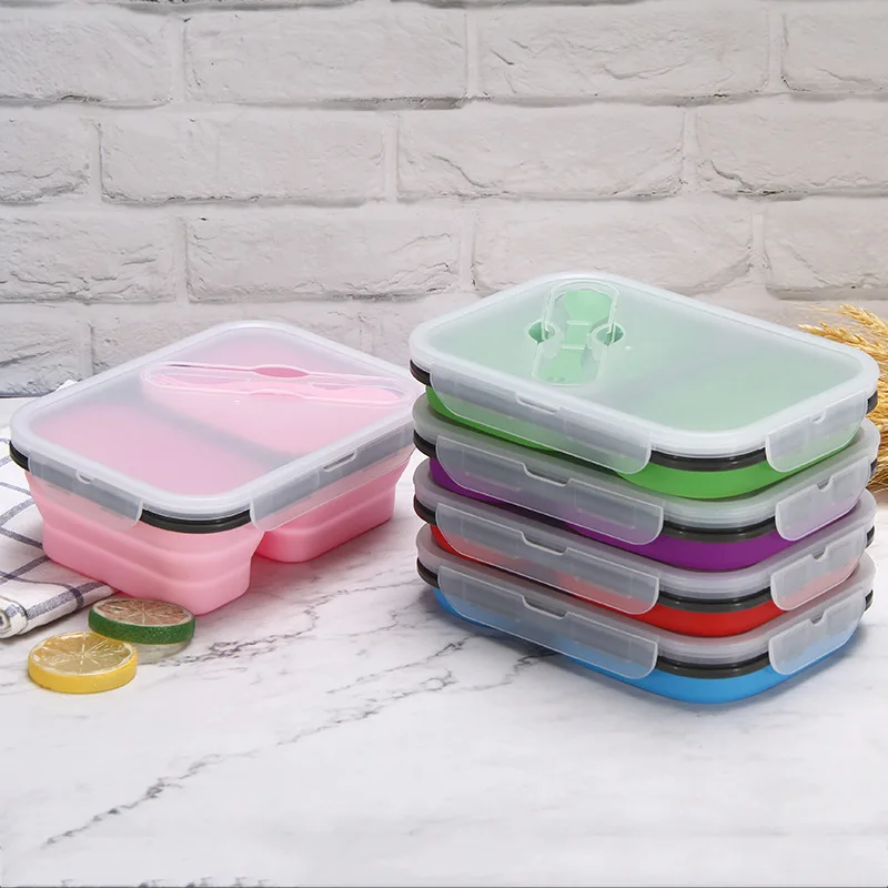 Bento Lunch Box 2 Compartment Durable food storage container collapsible lunch box containers