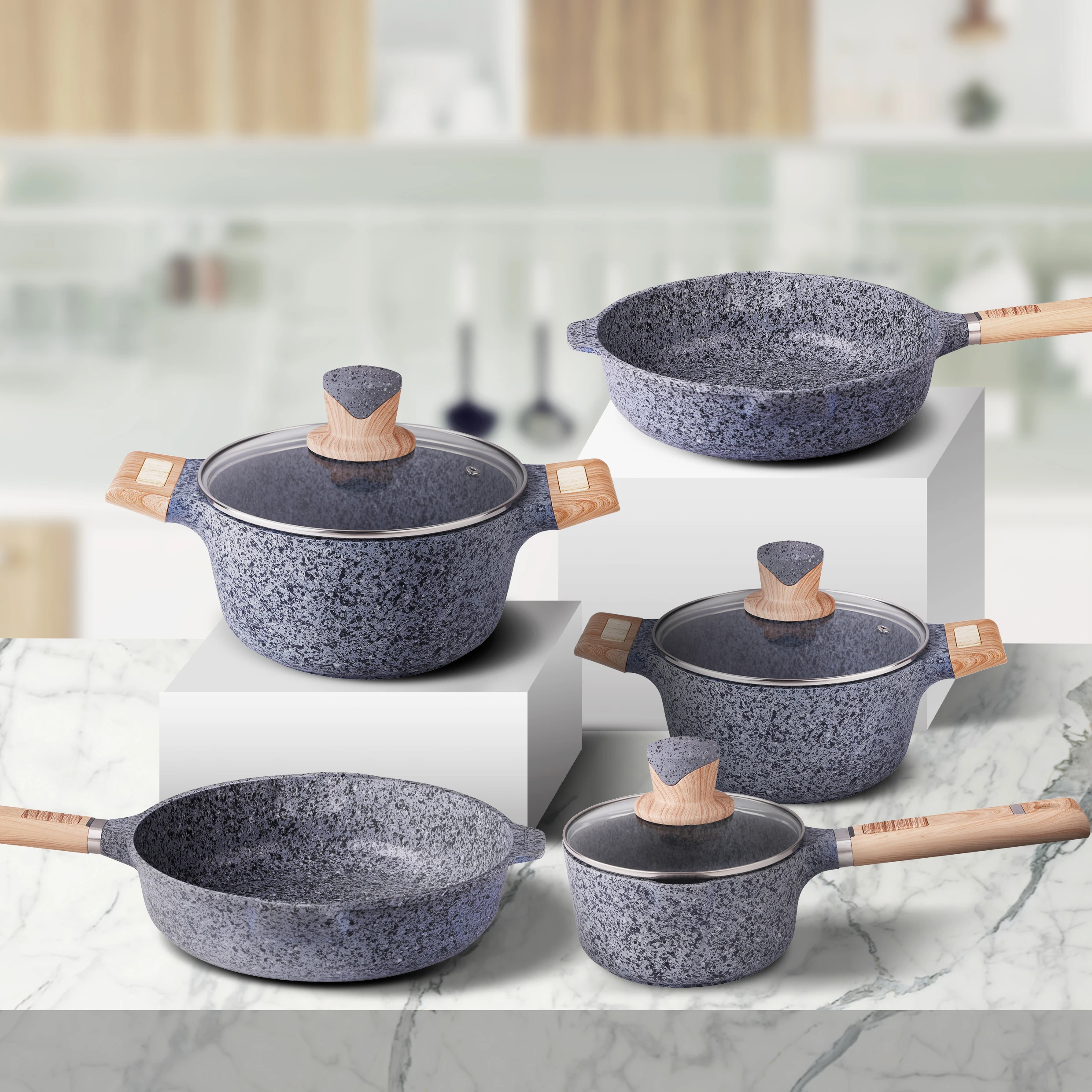 Wholesale High Quality Home Forged Aluminum Granite Nonstick Casserole Cooking Pot Cookware Set