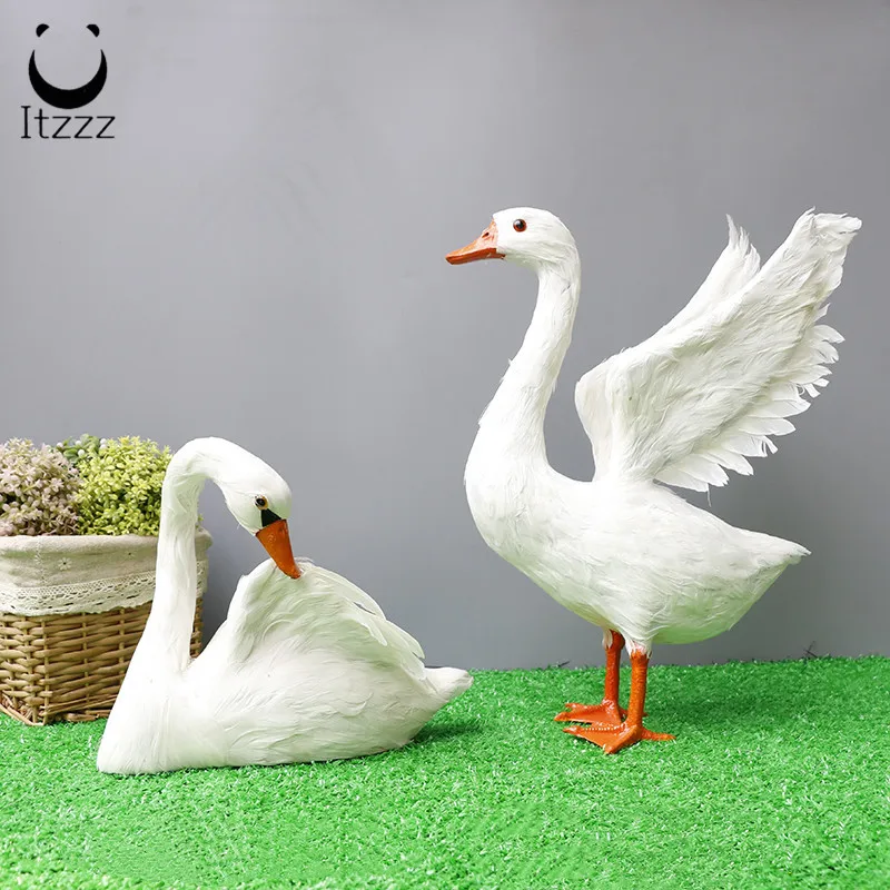 Hot Selling Folding Soft Material Snow Goose Hunting Decoy Lifelike Simulated Snow White Goose for Garden Decoration