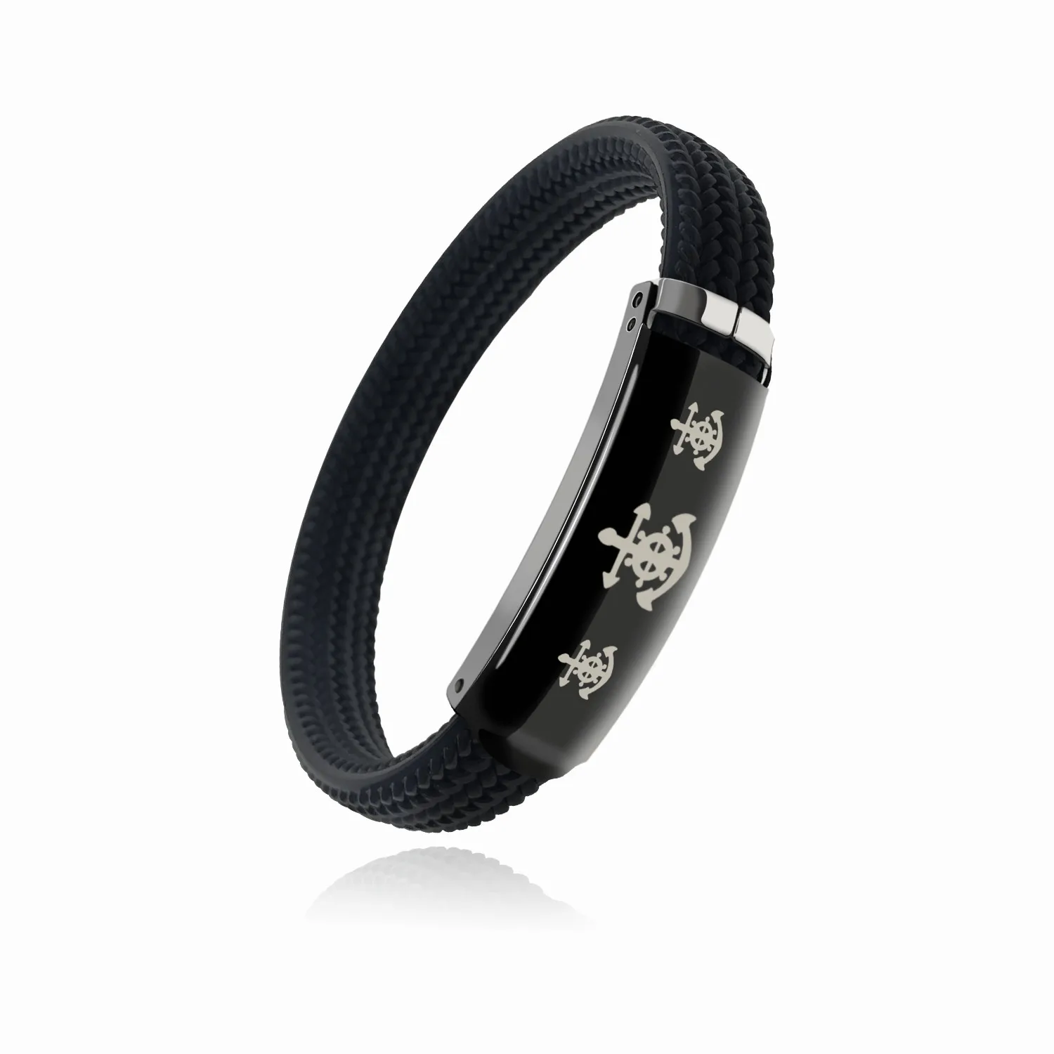 Personality Stainless Steel silicone Pirate Bracelet Fashion Jewelry hidden buckle bracelet can engravable bracelet YW0055-10