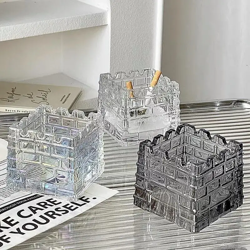 Creative Personality Trend Light Luxury Ornaments Fashion Glass Advanced Castle Ashtray Household Living Room Office Ashtray