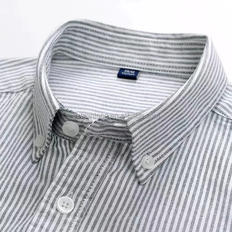 AQTQ  Custom Spring Business Casual Combed Cotton Striped Long Sleeved Shirt For Men