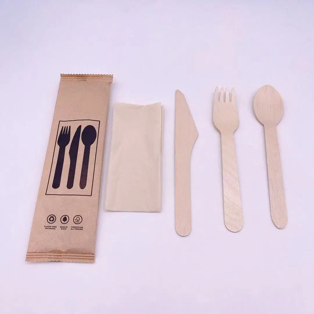 Биоразлагаемые экологические березовые Деревянные Набор одноразовых деревянных столовых приборов