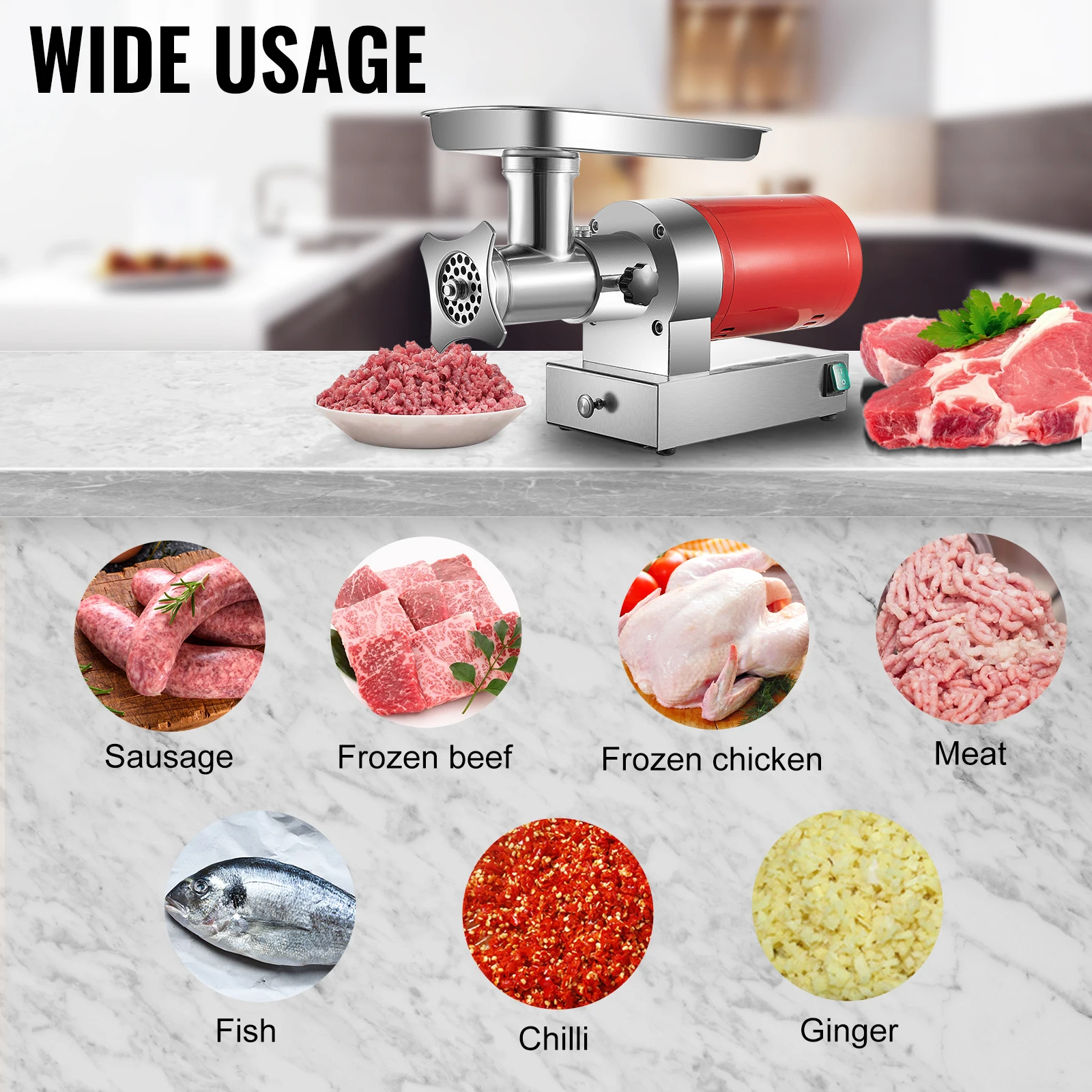  Коммерческая электрическая мясорубка машина 661 кг/час 1100W