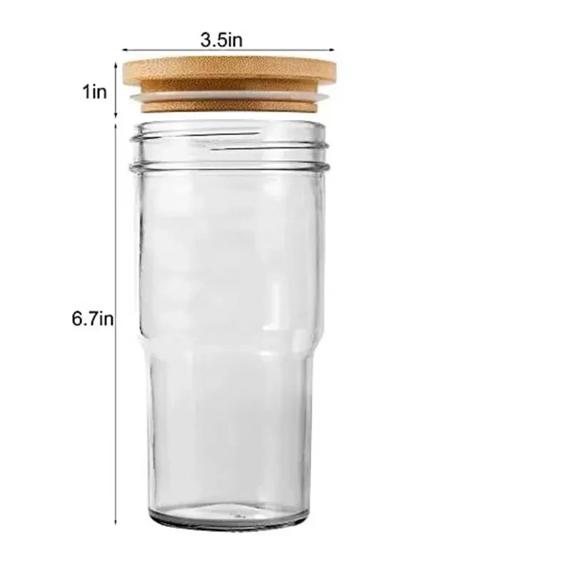 2023 new Reusable Glass Bubble Tea Cup Smoothie Tumbler Milkshake Wide Mouth Mason Jar Drinking Glasses with Bamboo Lids Straws