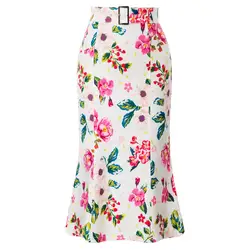 Custom Womens Mermaid Pencil Skirt Elastic Waist Belt Decorated Hips-Wrapped Vintage Retro