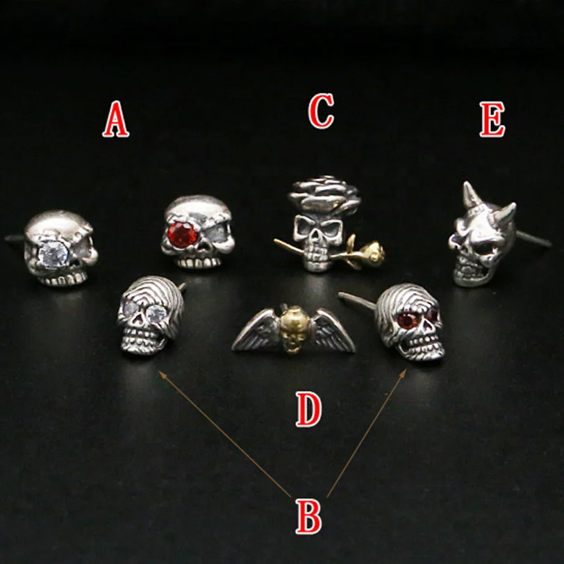 925 sterling silver fashion variety styles girl jewelry inlaid zircon shining crystal sugar skull stud earrings women wholesale