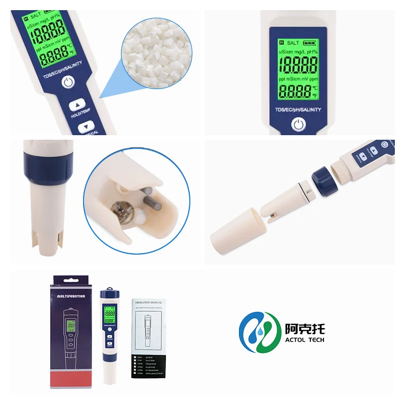  Высококачественный измеритель TDS/EC/PH/солености/температуры 5 в 1 цифровой тестер качества