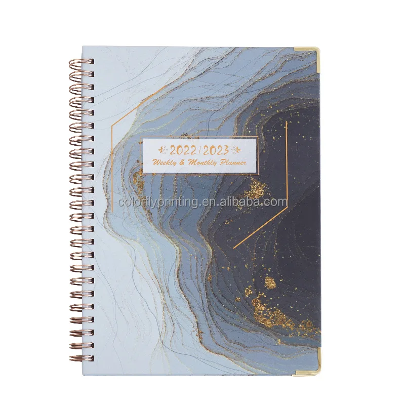 Hot selling A5 A6 Designed Customized Gold ring binder agenda Journal Diary checkered planner notebooks