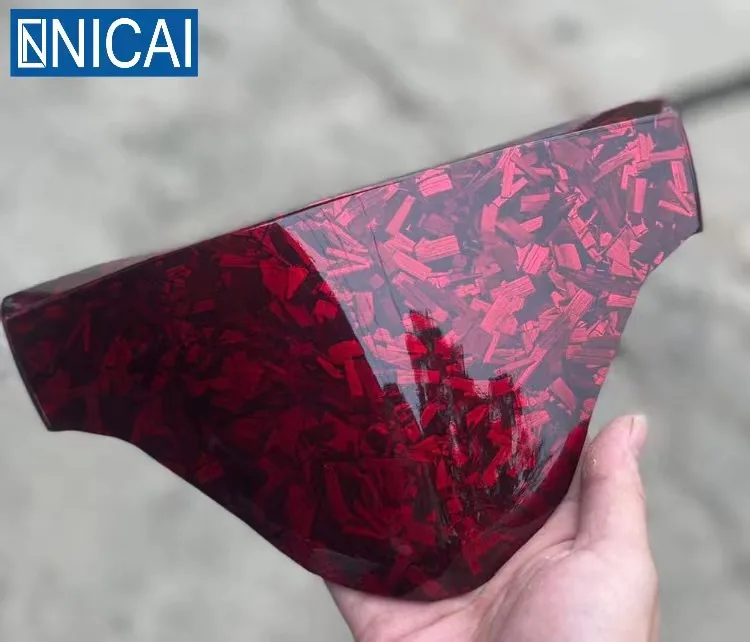 NICAI Factory Glossy Forged Red Carbon Fiber Super Black Car Wrap Sticker Fabric Vinyl Wrap Roll Film Vinyls for Cars Wrapping