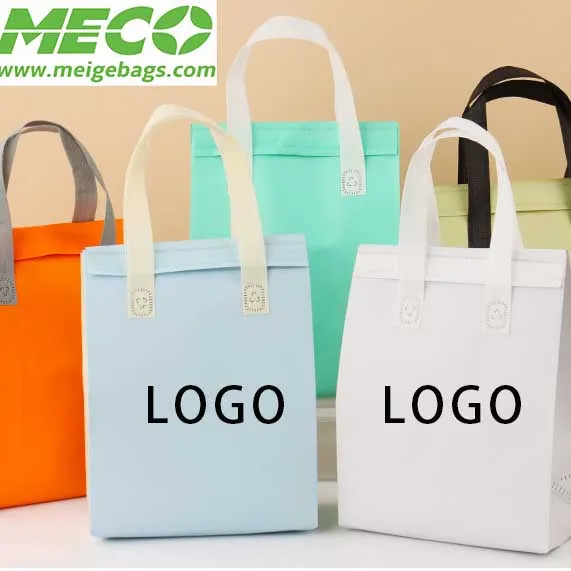 Heat Sealing Customized Logo Coated Waterproof Non-Woven Food Drink Coffee Milk Tea Takeaway Delivery Bag