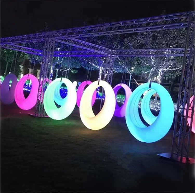Hot sale PE plastic LED colorful swings outdoor swing chair patioswings for adult