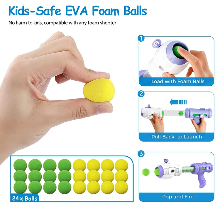 Wholesale new Equipped with 2 soft bullet guns 24 particle bullets and a bracket Mobile remote control Air Gun EVA Target