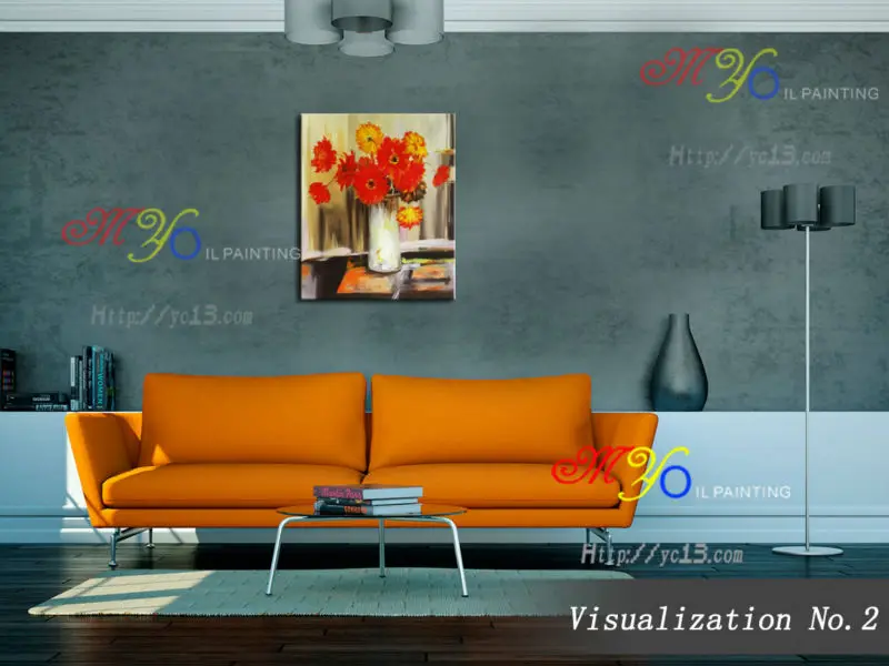 still life red flower vase Handmade Artworks Modern Design Decorative Canvas Wall Art oil painting