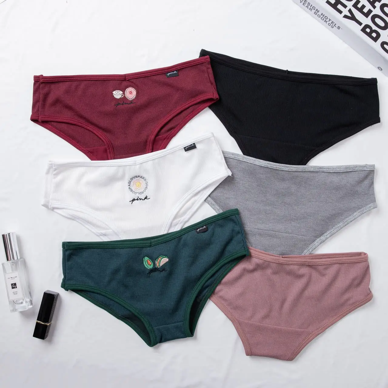 Women Cotton Ribbed Underwear Women Panties Low Waist Sexy Secret PINK Brand G-string Lingerie Brief Seamless Panty 0559