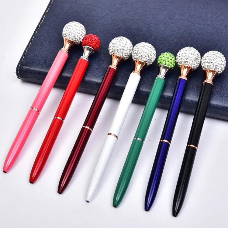 
Big diamond top multi color twist ball pen,Wholesale luxury for wedding souvenir metal ball point pen 