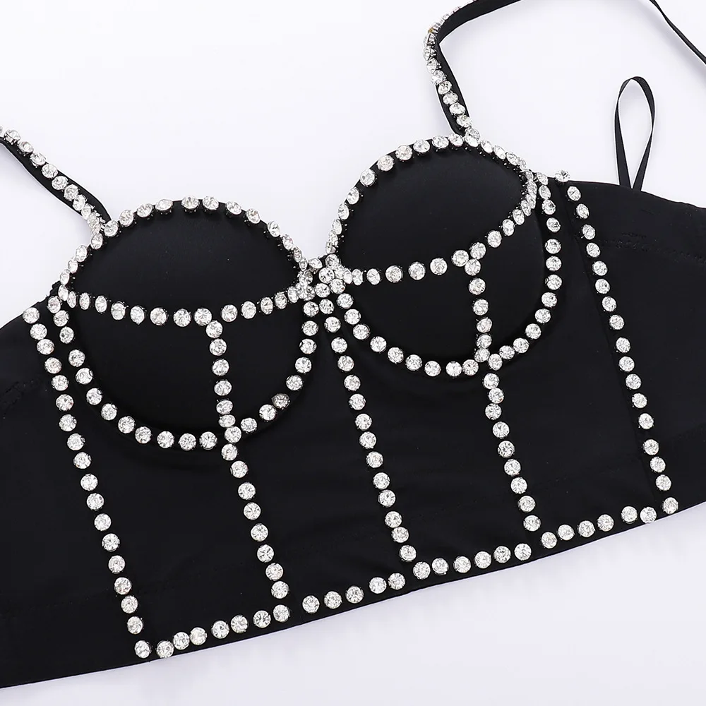 
T903 Sexy Triangle Diamond Short Tank Top Jazz Hip-hop Knitting Prom Women Bustier Corsets Brat Crop Tops Vendors 