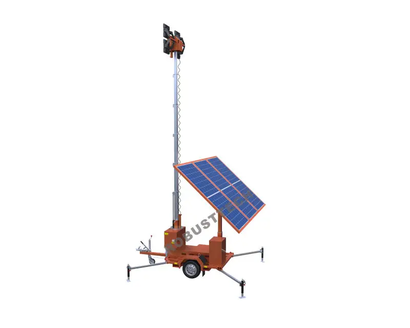Battery Solar Mobile LED Trailer Light Tower for surveillance camera CCTV rechargeable lithium