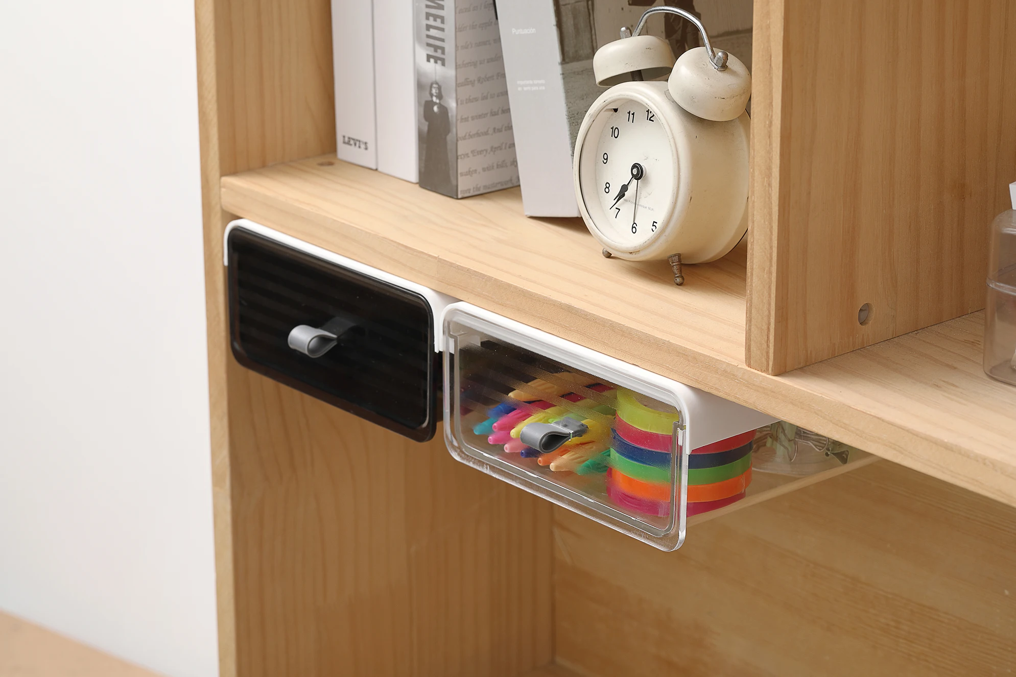 Punch-free Drawer Storage Box Hidden Office Sundries Storage Box Student Desk Organizer Under the desk drawer Organizer