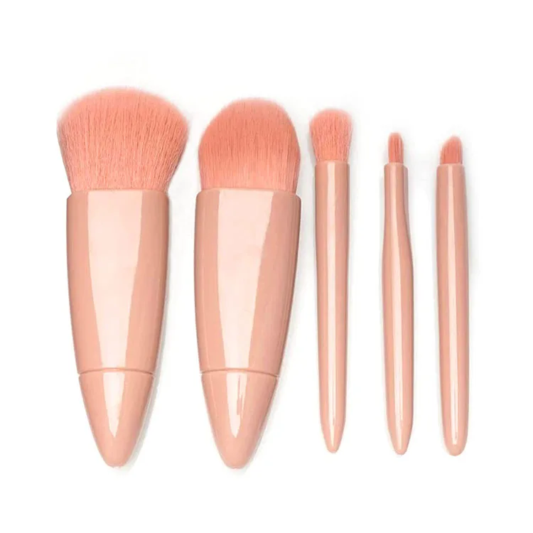 Custom Travel Portable 5pcs Mini Makeup Brushes Tool Set Cosmetic Powder Eye Shadow Foundation Make Up Brush With Box And Mirror