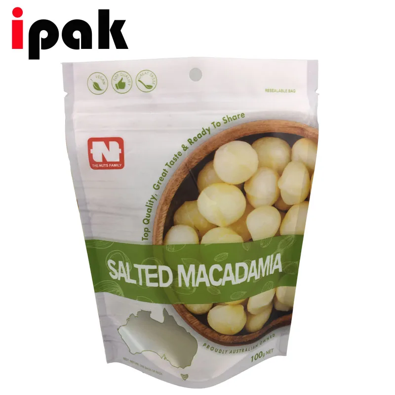 Wholesale stand up bag roasted nuts packaging pouch for food peanut nut