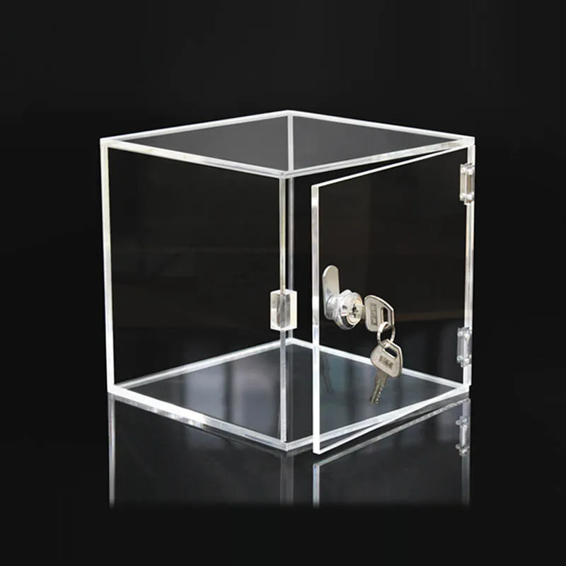 Пластиковая Маленькая прозрачная коробка для коллекции благотворительных денег оптовая продажа акриловая пожертвования с