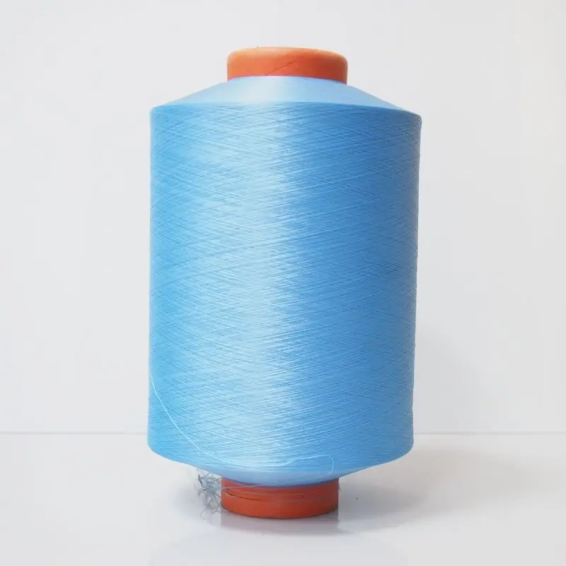 DTY 150D/48F Stock Factory Sales light blue HIGH COLOR FASTNESS Dope Dyed Recycle GRS Polyester Texture Yarn for knitting