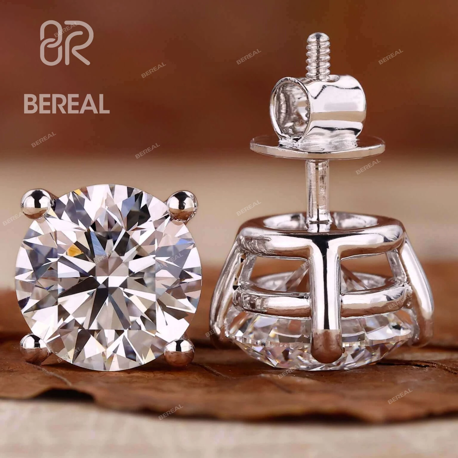 Custom Vvs Lab Grown Created Diamond Studs Earrings Real 10K 14K 18K Solid Gold 925 Silver Round Diamond Stud Earring Men Women