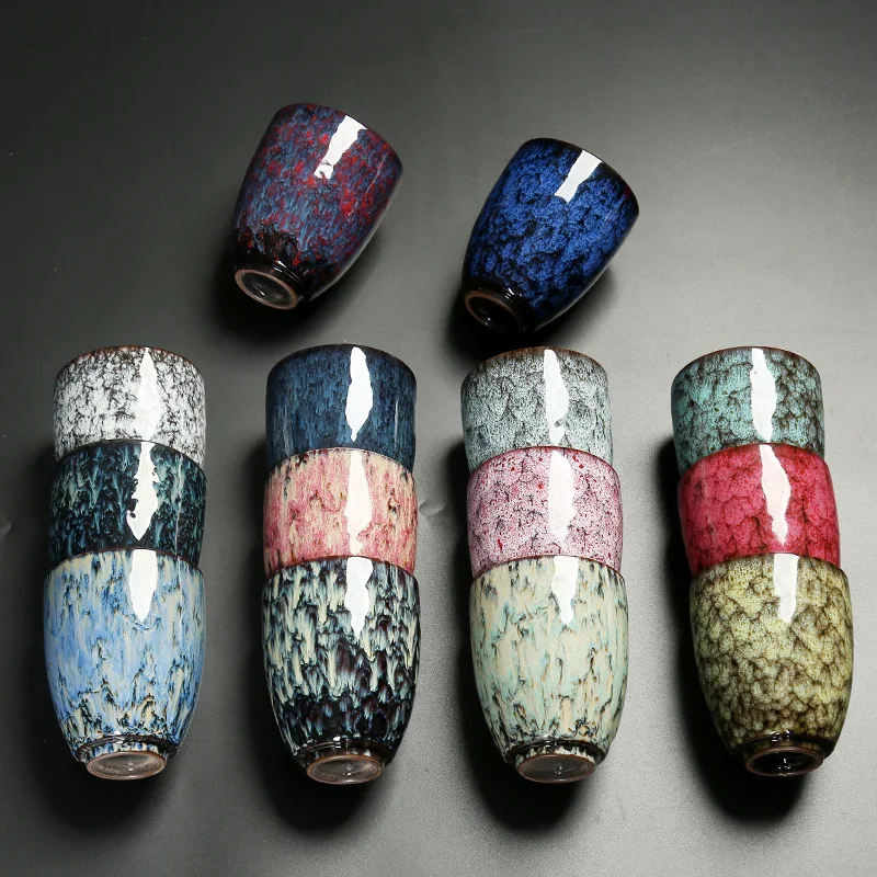 Customized Kiln Change China Ceramic Coffee Cup Glaze Porcelain Kung Fu Tea Cups Set Pottery Drinkware