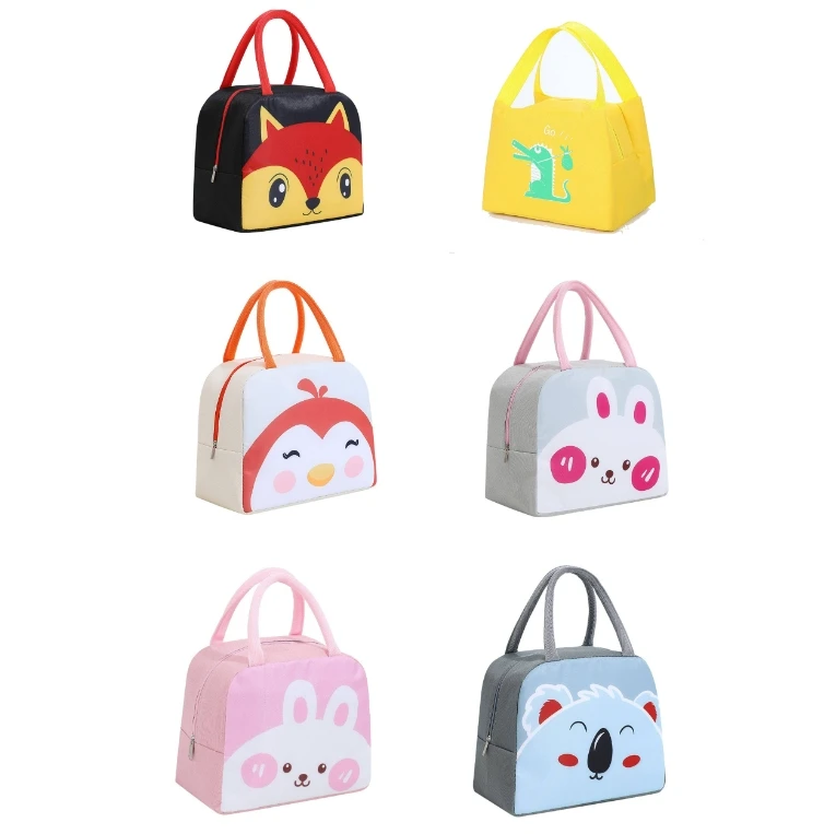 custom Cartoon Cute Insulated Container Reusable Cooler lunch bag for kids sublimation lunch tote bag blank kids lunch bag