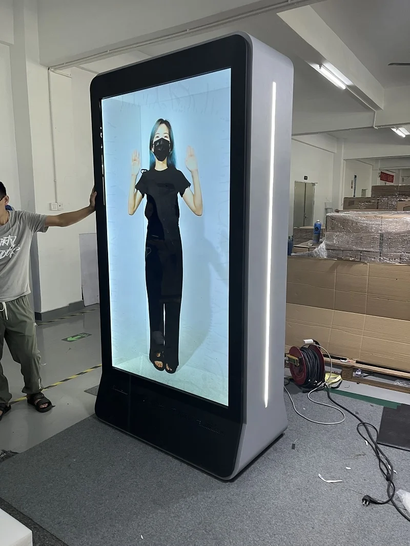 86inch Human Size Interactive 3D Hologram Box Touchscreen Lcd Display Real Time Projection Transparent LCD showcase
