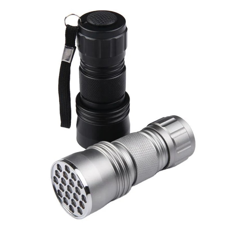 Custom Camping Cheap Portable Handheld Torch Powerful Pocket Aluminum 21 LED UV400 Mini Flashlight