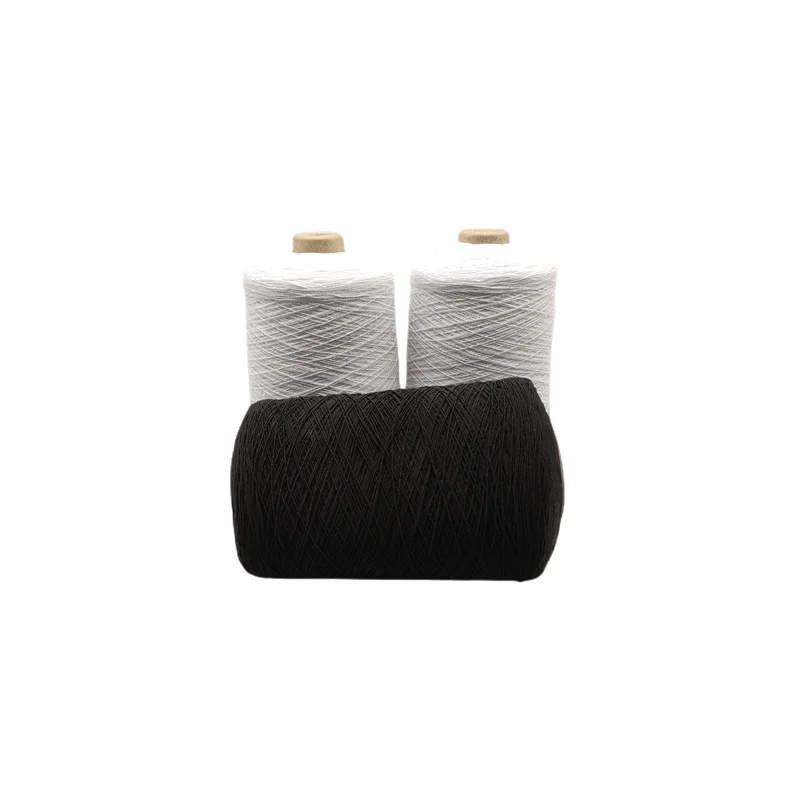 Hot selling white/black spandex/polyester 140/75/75 polyester spandex double cover yarn elastic Yarn