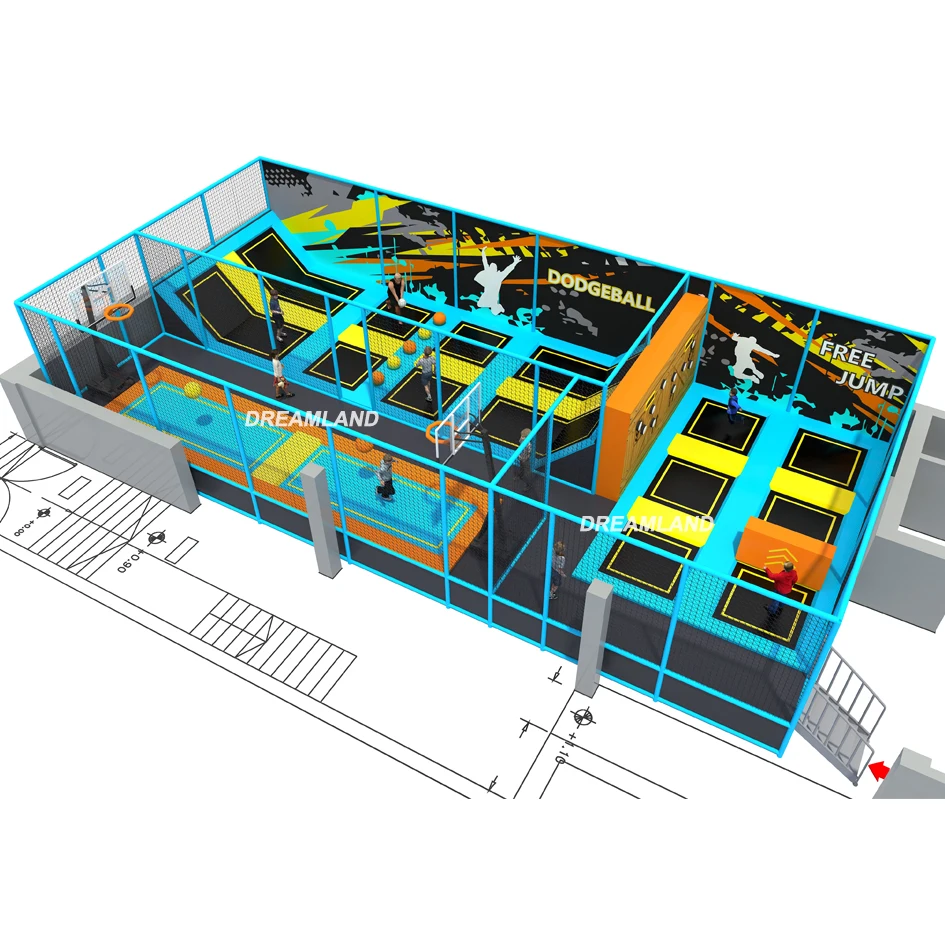 Professional Design Free Jump Adult Big Indoor Foam Pit Children Trampoline Park with Ninja Warrior