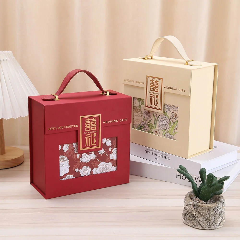 Wholesale Custom Luxury Printing Flower Gift Box Wedding Favor Boxes Wedding Gift Box Packaging Wiht Handle