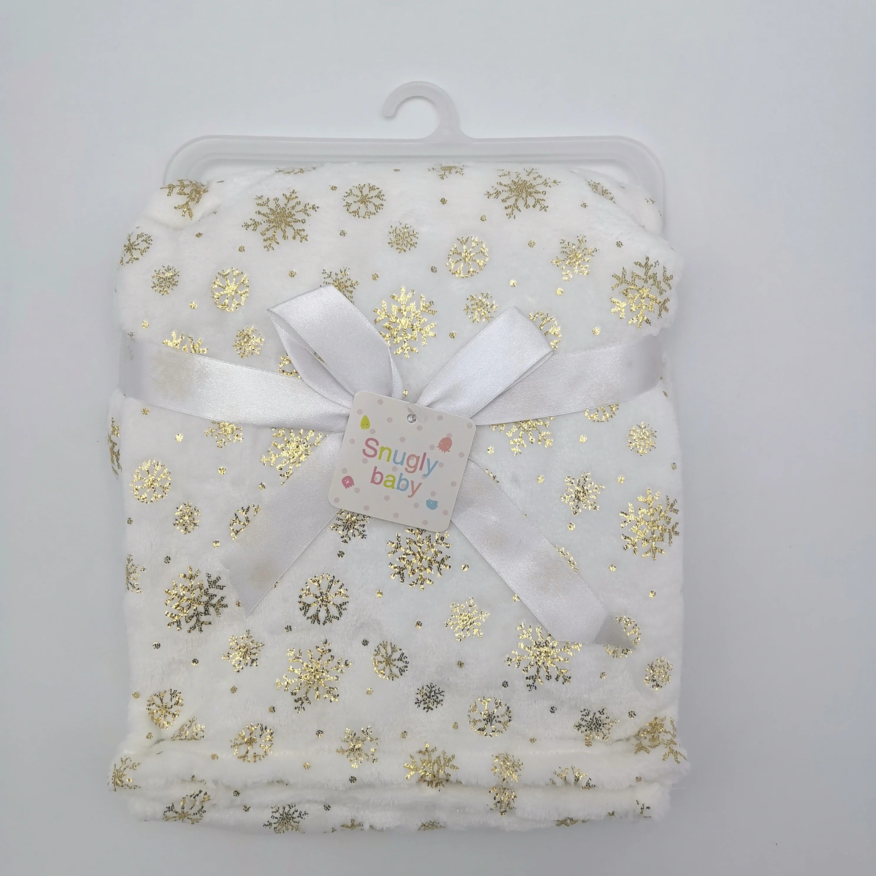 Factory Wholesale High Quality Gold Foil Printed Super Soft Flannel Baby Blanket