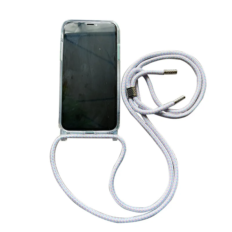 Adjustable Shockproof Crossbody Necklace Tpu Clear Mobile Phone Case Cover with Shoulder Strap For Phone 6 7 8 X XS Max XR