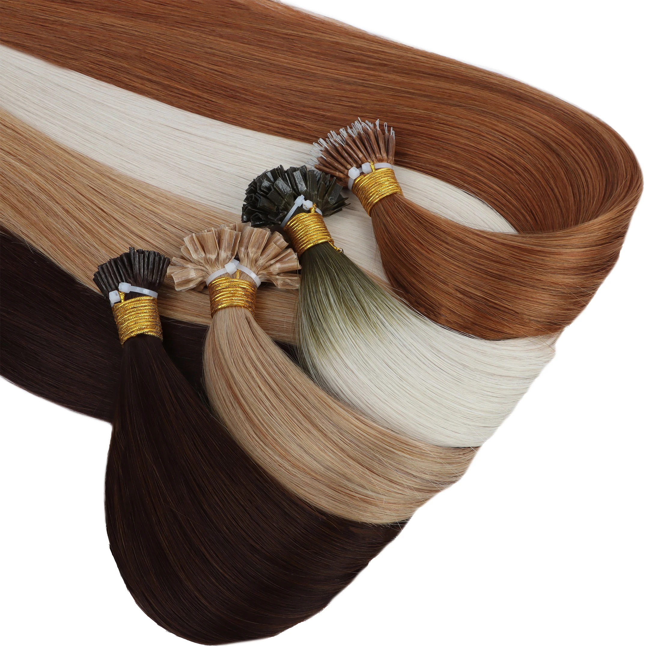 Wholesale European Double Drawn cuticle remy aligned keratin I tip Human Hair Extensions