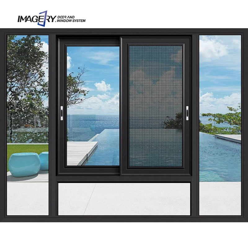 Manufacturers double glazed burglar proof soundproof design aluminum sliding black windows for house